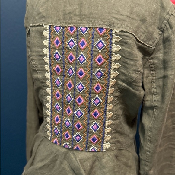 International Concepts Linen Green Embroidered Jacket M - Picture 10 of 10